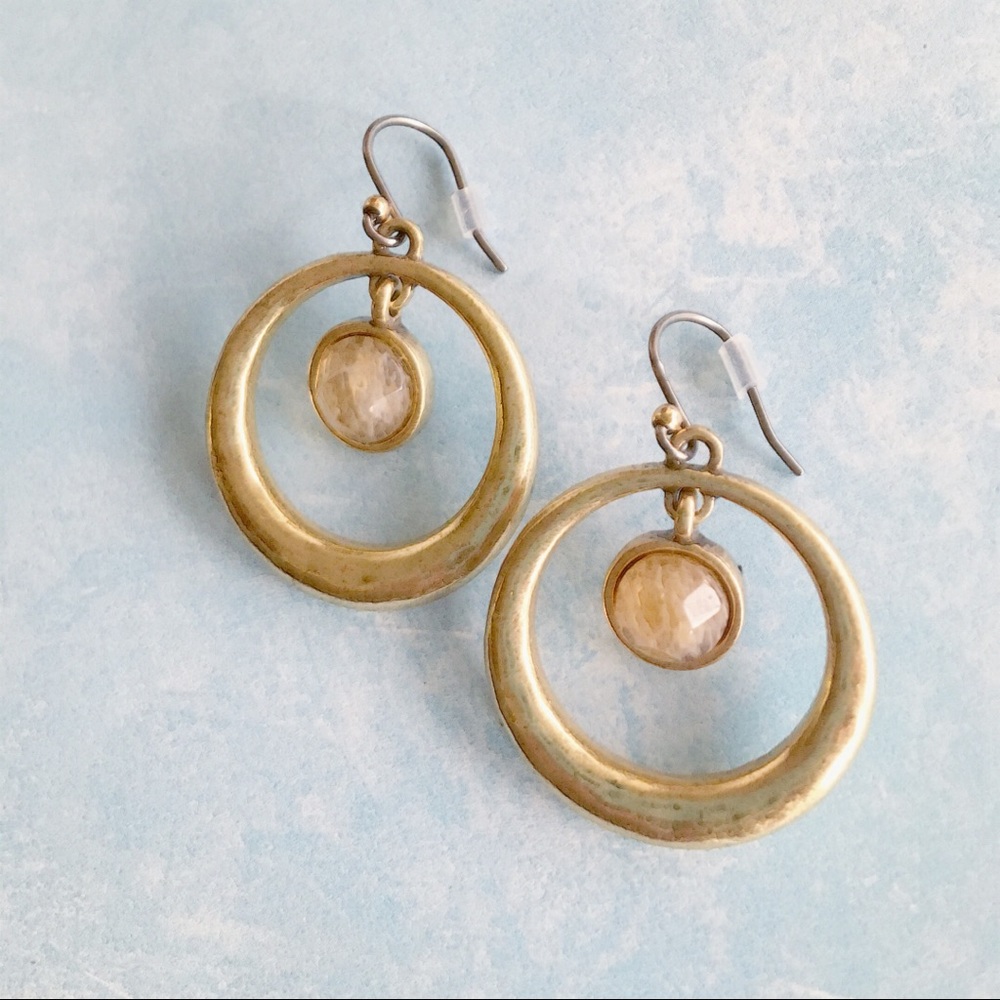 Lucky Brand Hoop Stone Set Earrings